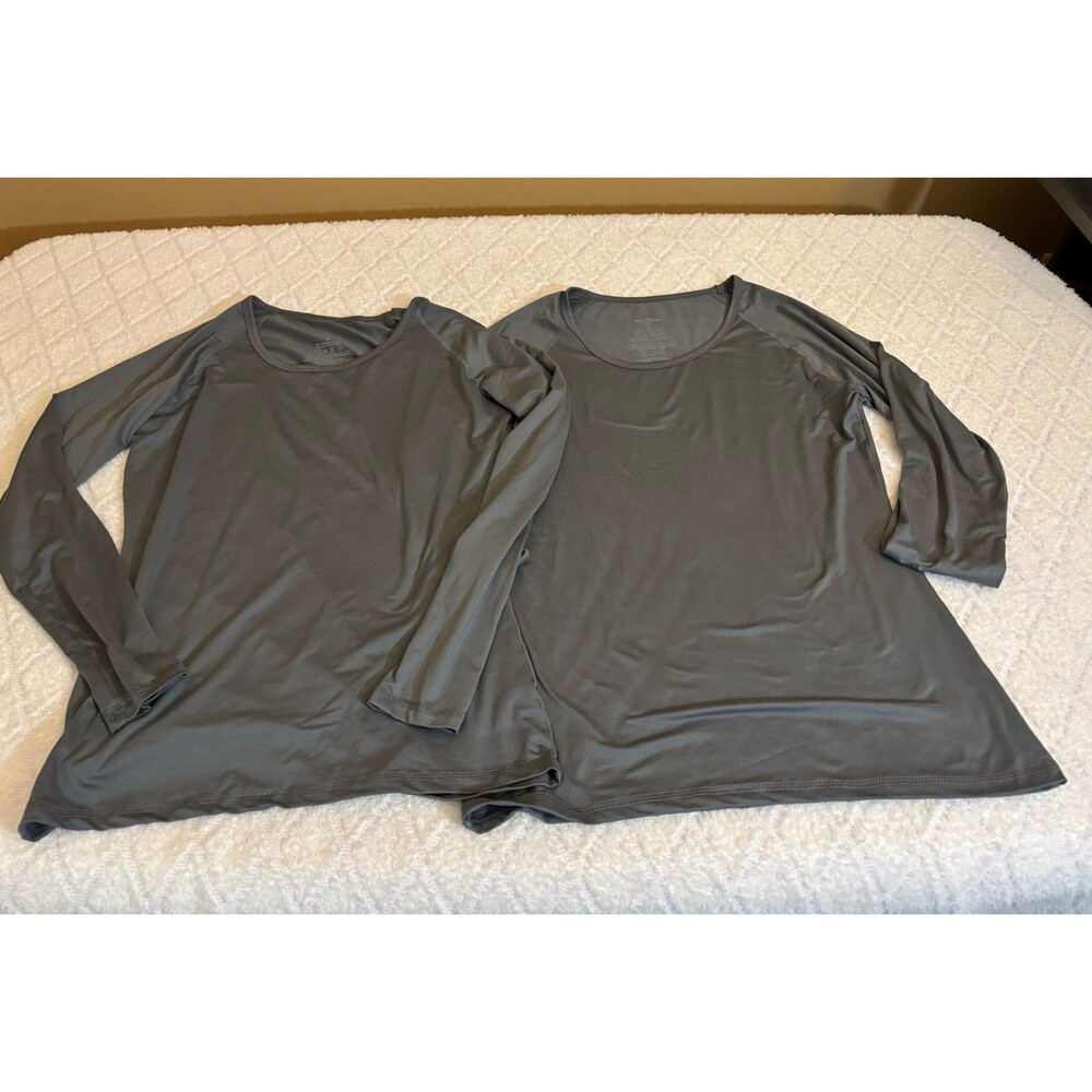 Lot Of 2 Adventuridge Us Women’s Activewear Grey Long Sleeve Shirts Size M
